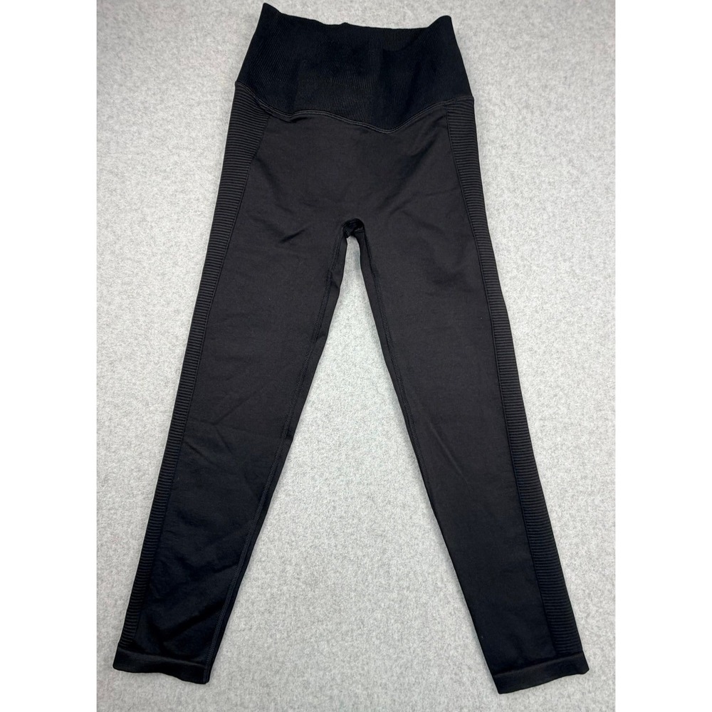 OFFLINE by Aerie Seamless 7/8 Leggings Black High Rise Ribbed Side Size M